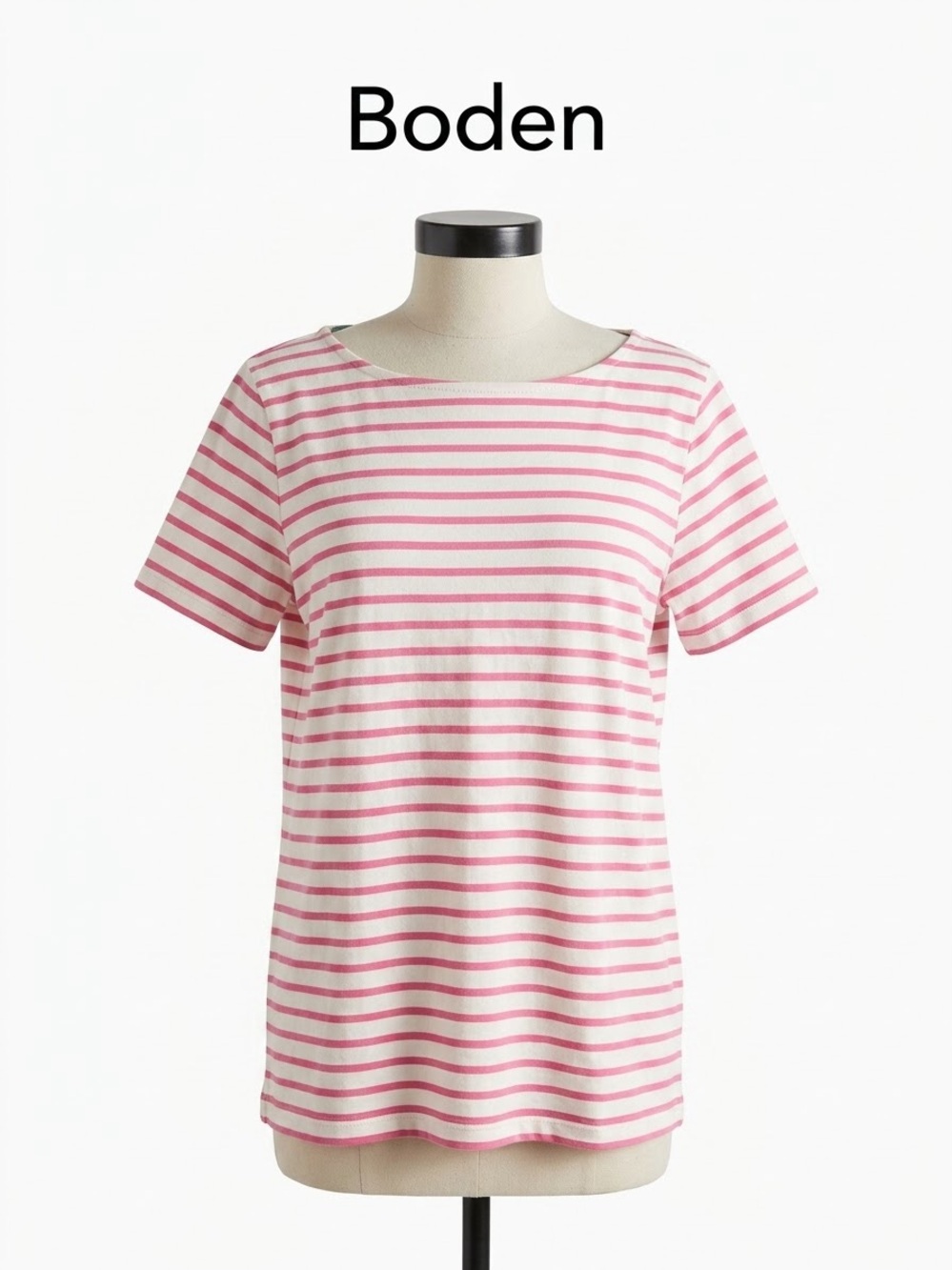 Boden Women's Pink Stripe Boatneck Tee Size 14